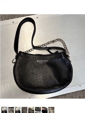 Bolongaro Trevor Black Croc-Embossed Shoulder Bag
